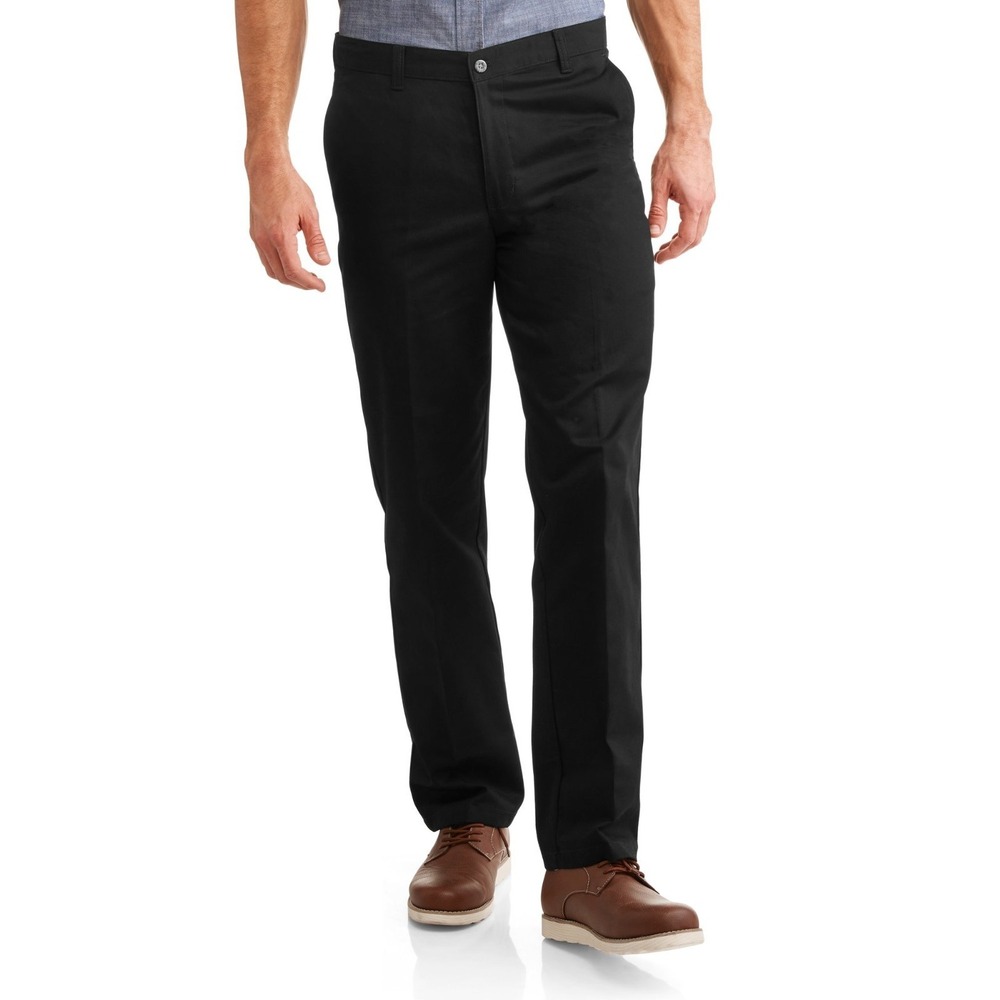 George Mens Wrinkle Resistant Flat Front Twill Pants Black Soot Size 38x32